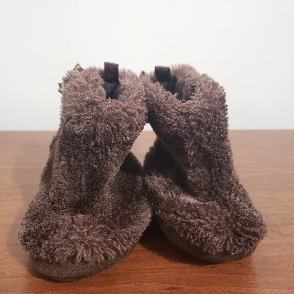 Brown Baby Booties from Stepping Stones New York With Cheetah Bow Detailing 5
